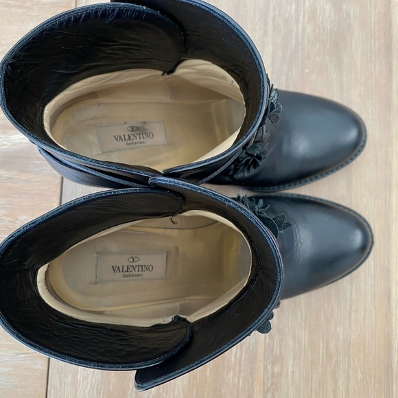 VALENTINO GARAVANI floral apliqué ankle boots black sz 40.5 - Picture 6 of 12